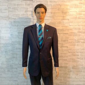 EUC U.S. Polo Assn. Navy Striped Slim Fit Suit 40R